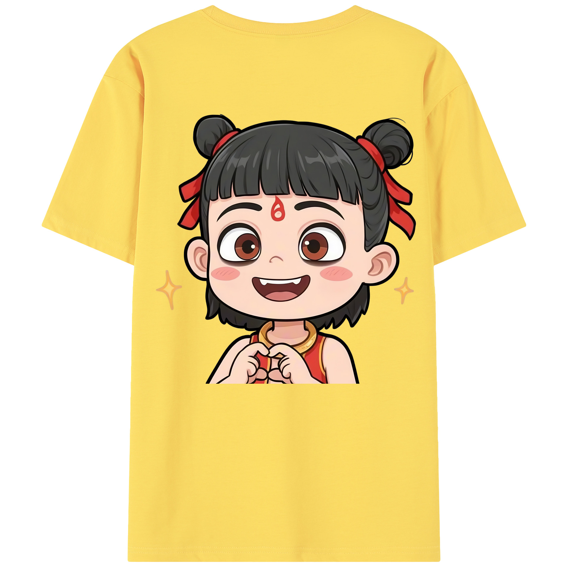 （画像用） Ne Zha 2 ナタ 魔童の大暴れ 綿100％半袖Tシャツ（背面プリント）