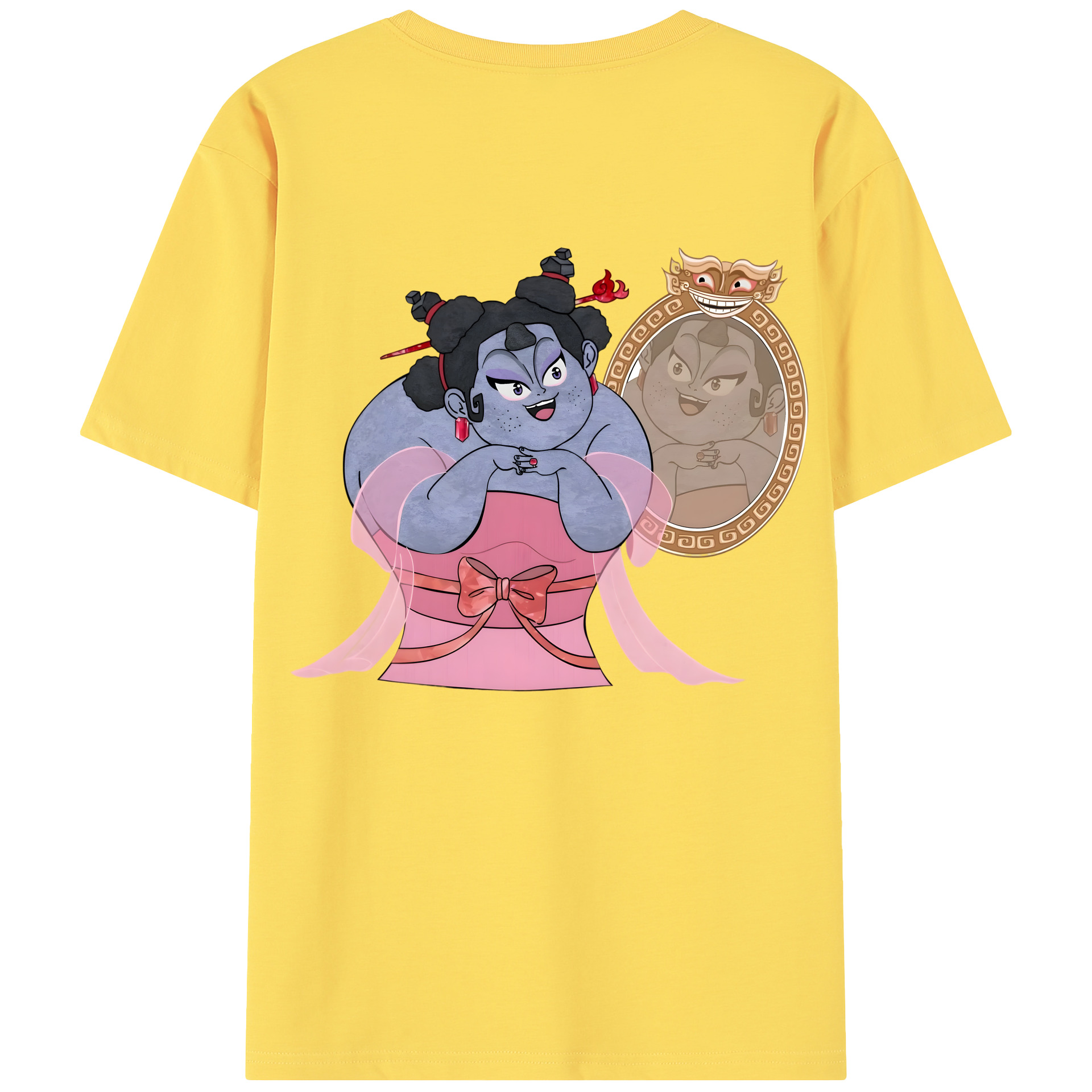 （画像用） Ne Zha 2 ナタ 魔童の大暴れ 綿100％半袖Tシャツ（背面プリント）