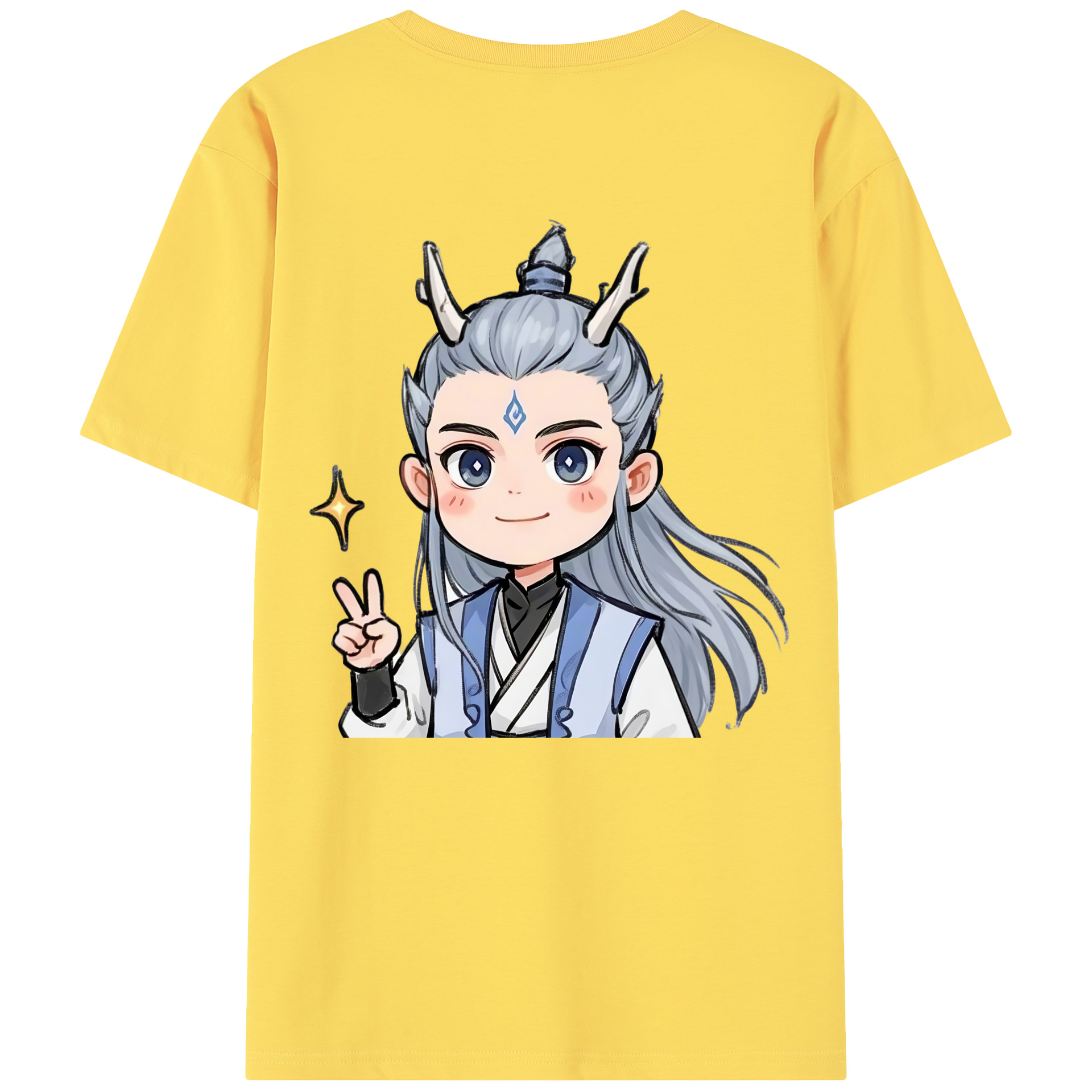 （画像用） Ne Zha 2 ナタ 魔童の大暴れ 綿100％半袖Tシャツ（背面プリント）