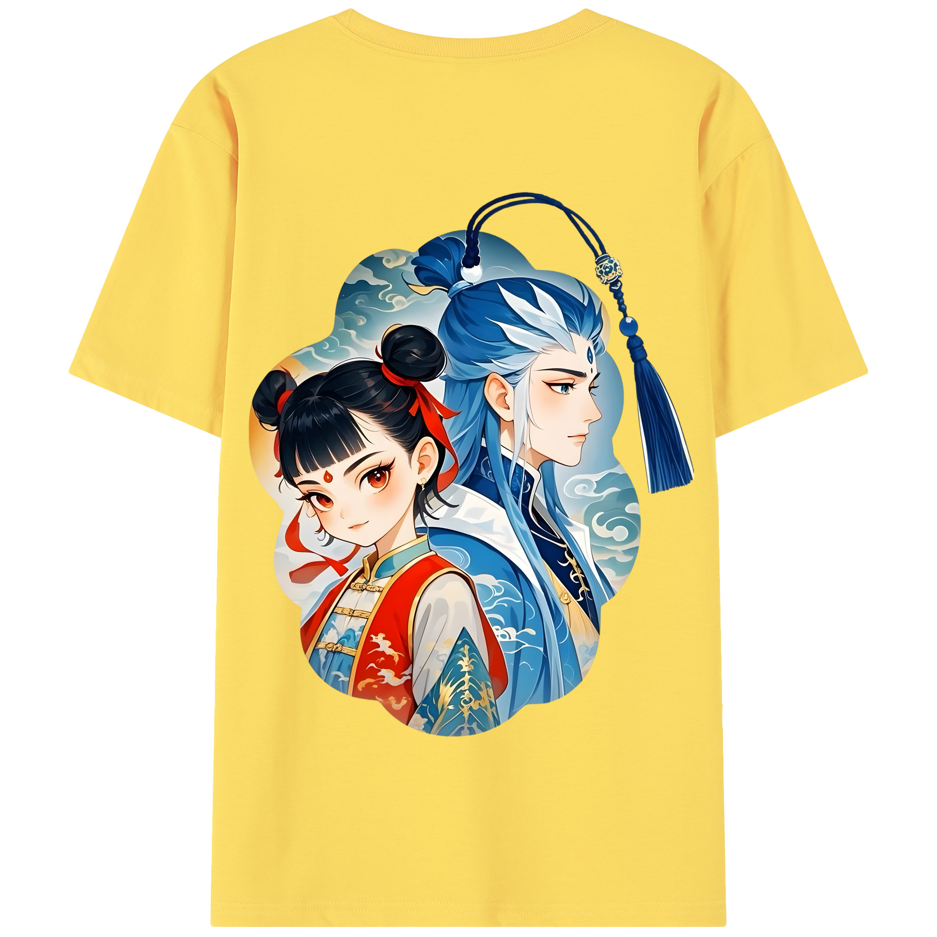 （画像用） Ne Zha 2 ナタ 魔童の大暴れ 綿100％半袖Tシャツ（背面プリント）