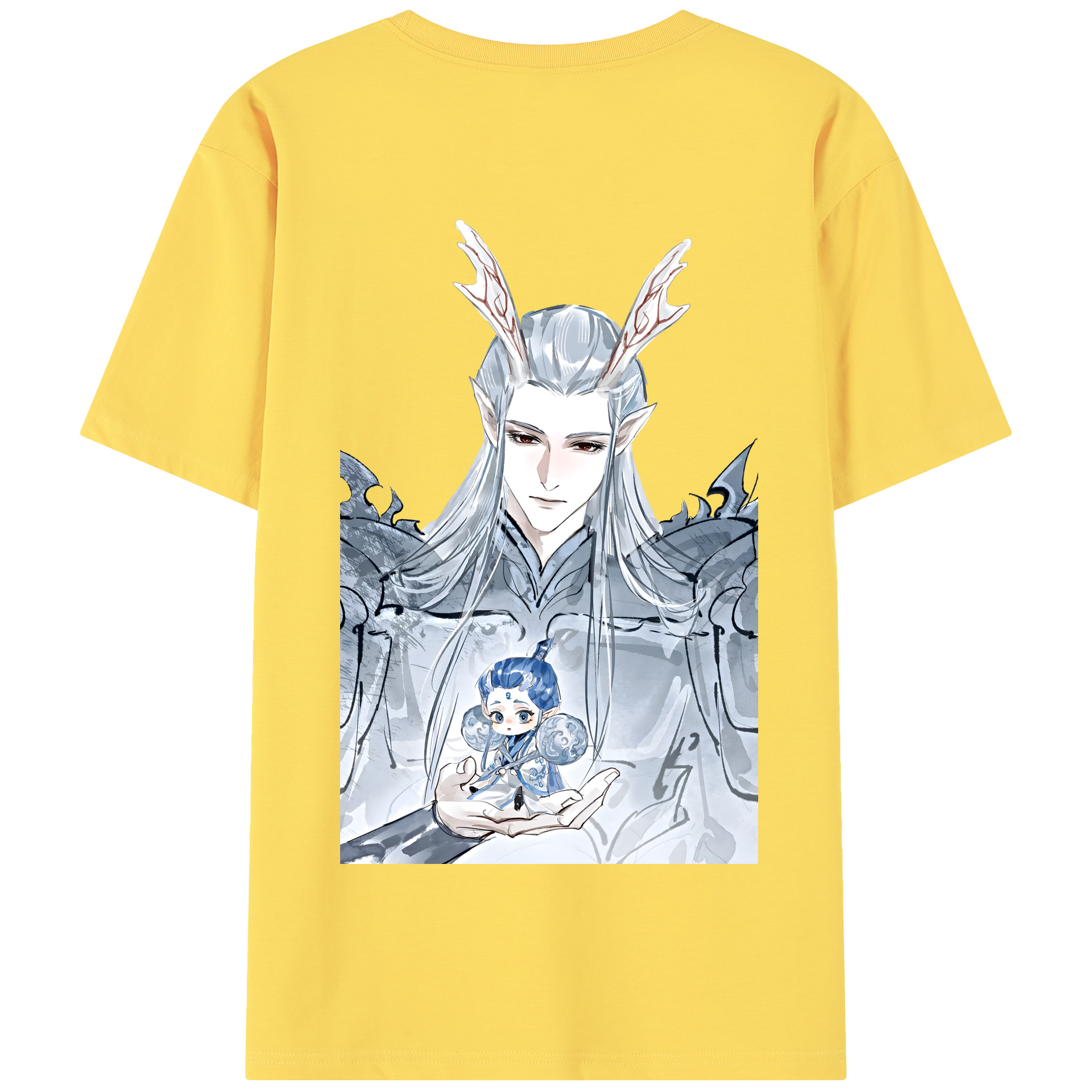 （画像用） Ne Zha 2 ナタ 魔童の大暴れ 綿100％半袖Tシャツ（背面プリント）