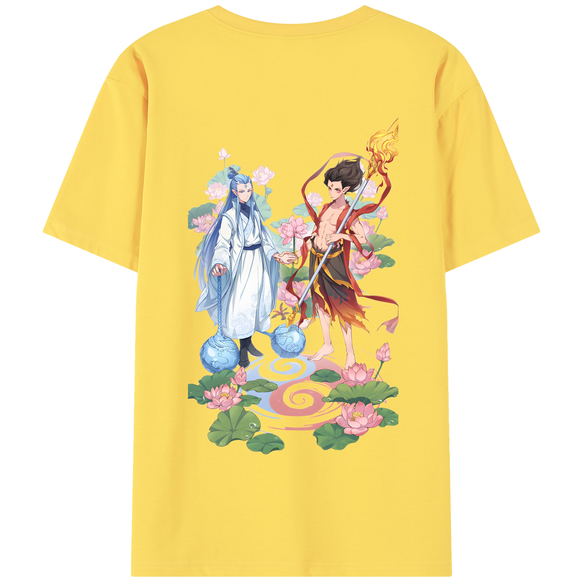 （画像用） Ne Zha 2 ナタ 魔童の大暴れ 綿100％半袖Tシャツ（背面プリント）