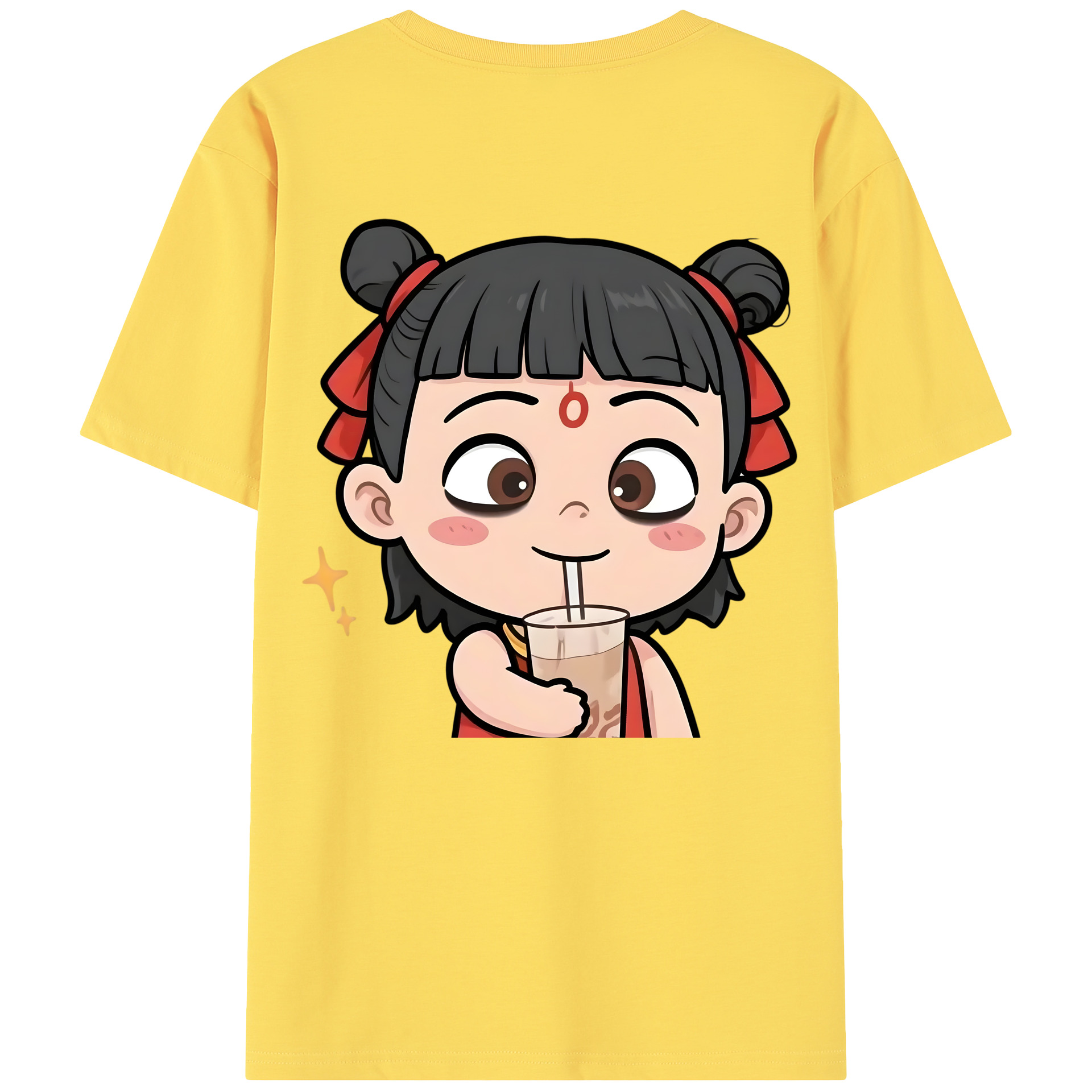 （画像用） Ne Zha 2 ナタ 魔童の大暴れ 綿100％半袖Tシャツ（背面プリント）
