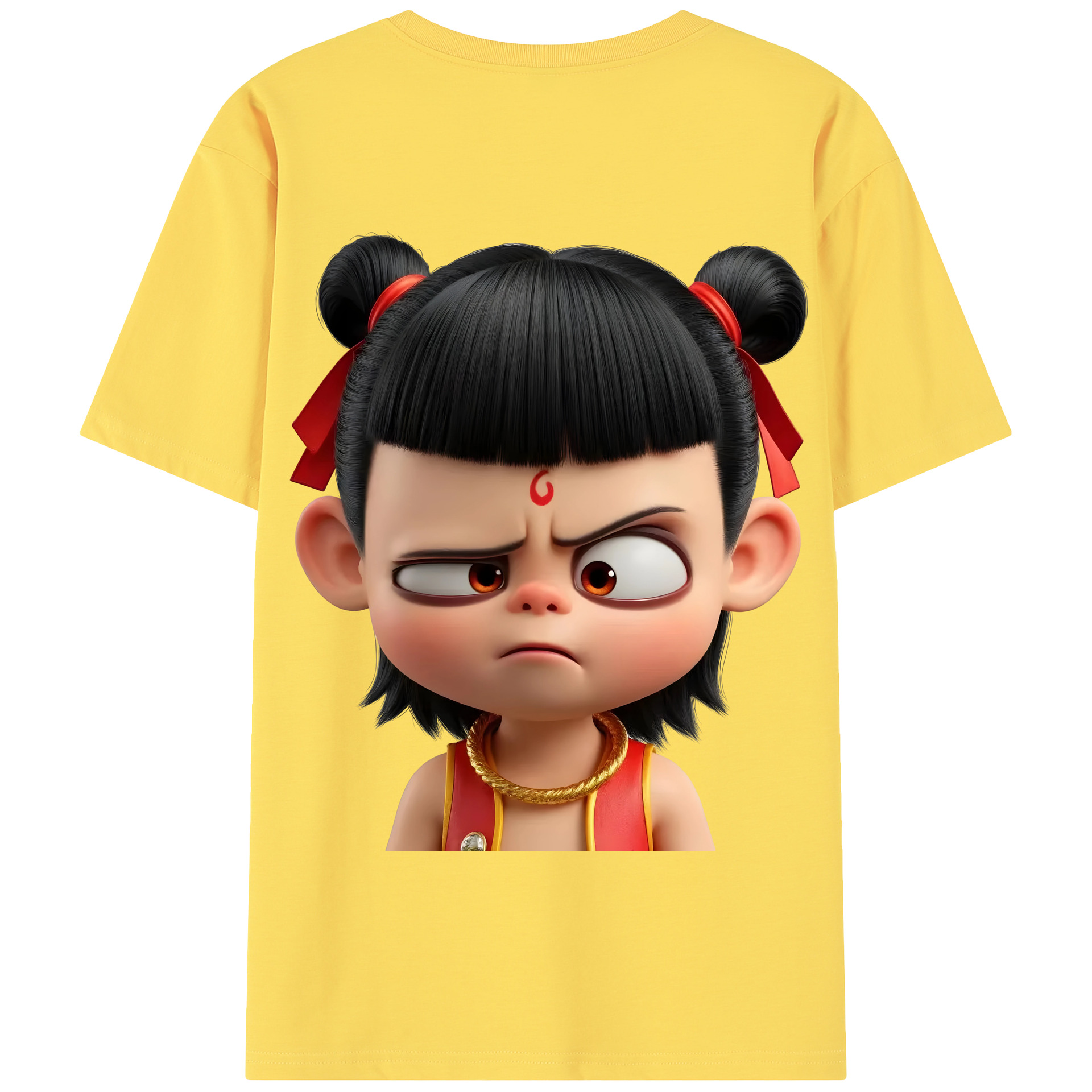（画像用） Ne Zha 2 ナタ 魔童の大暴れ 綿100％半袖Tシャツ（背面プリント）