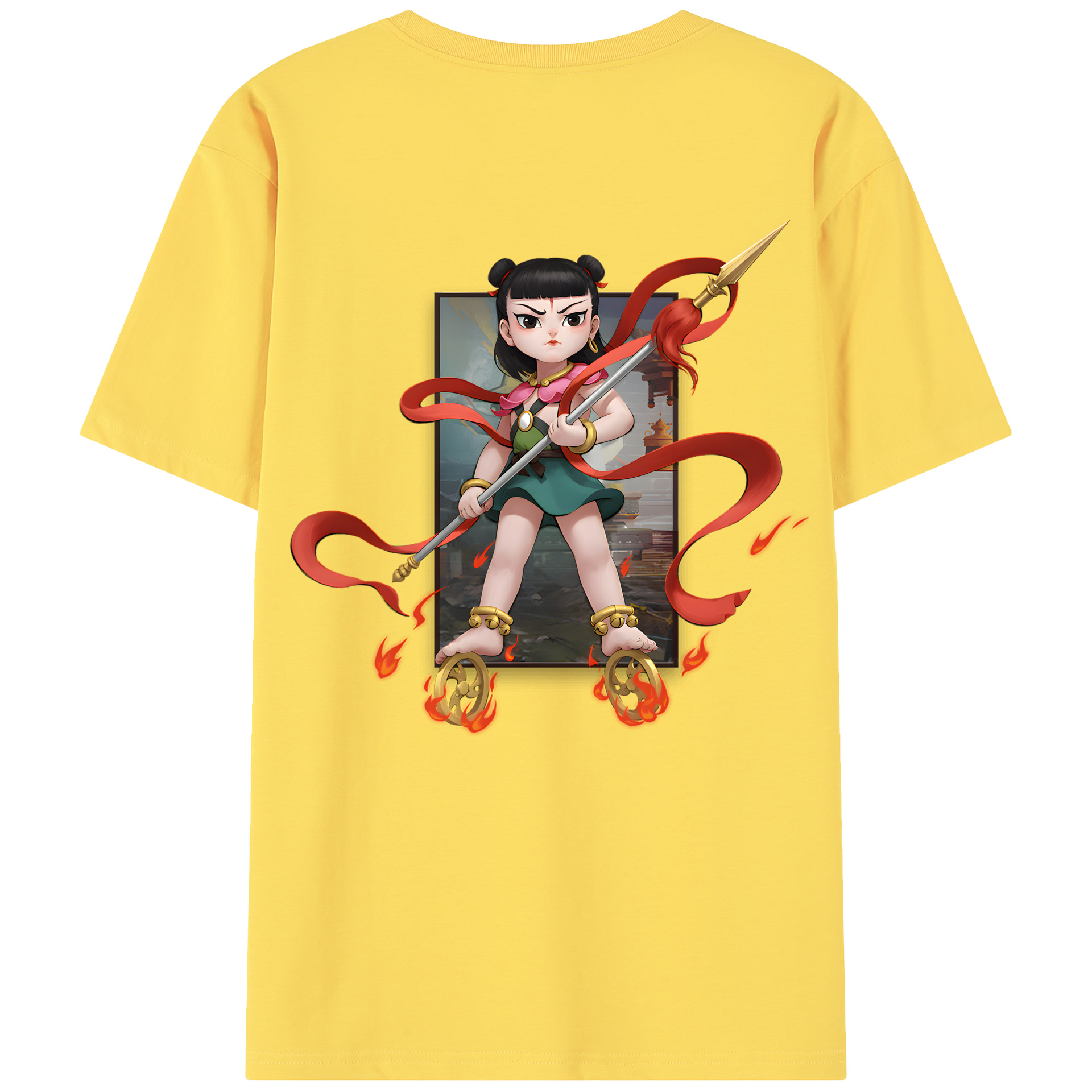（画像用） Ne Zha 2 ナタ 魔童の大暴れ 綿100％半袖Tシャツ（背面プリント）