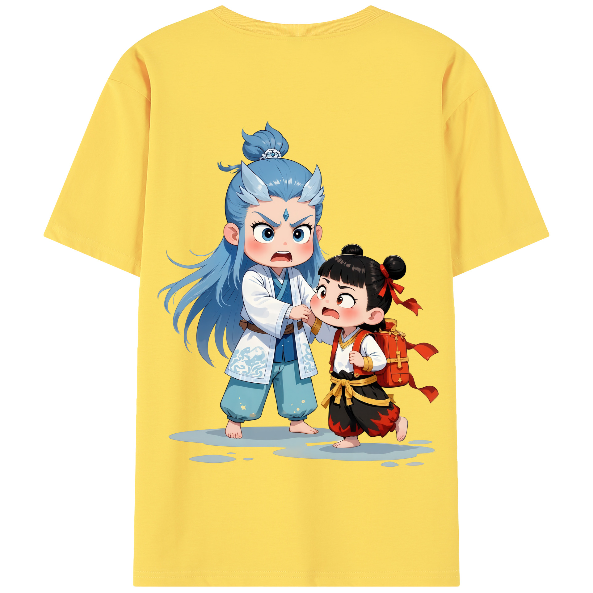 （画像用） Ne Zha 2 ナタ 魔童の大暴れ 綿100％半袖Tシャツ（背面プリント）