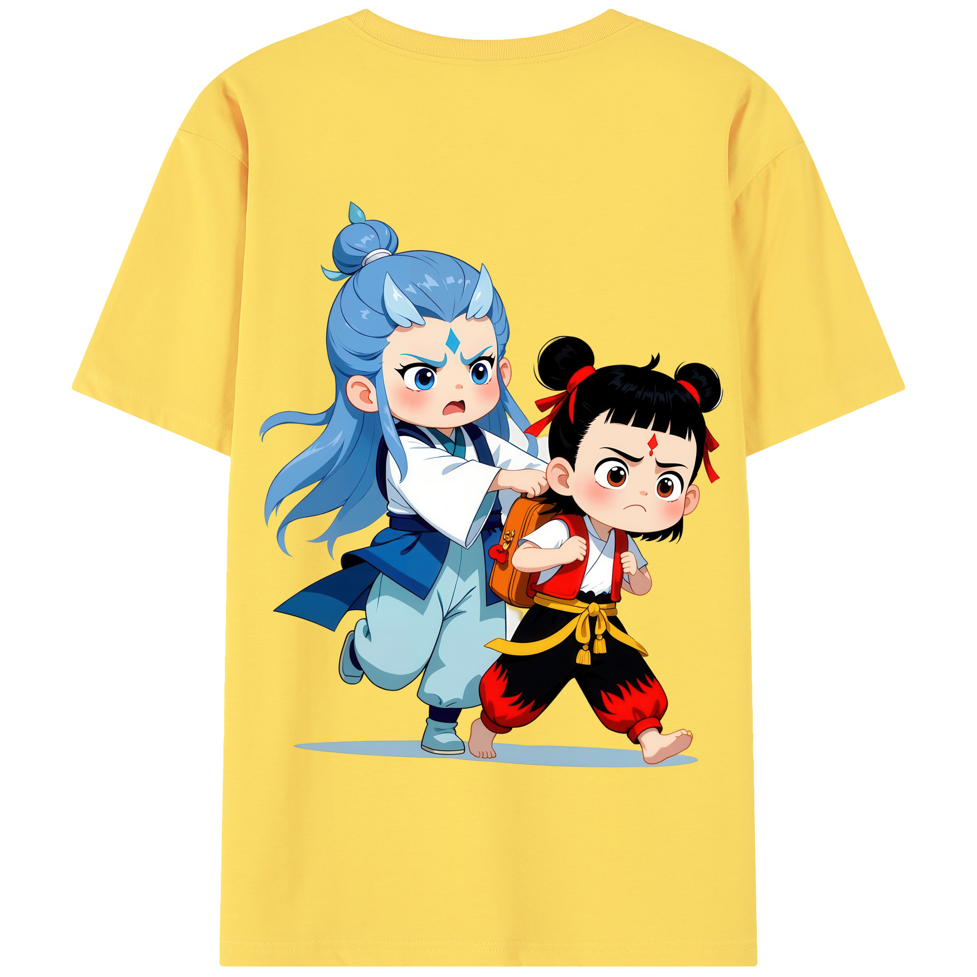 （画像用） Ne Zha 2 ナタ 魔童の大暴れ 綿100％半袖Tシャツ（背面プリント）