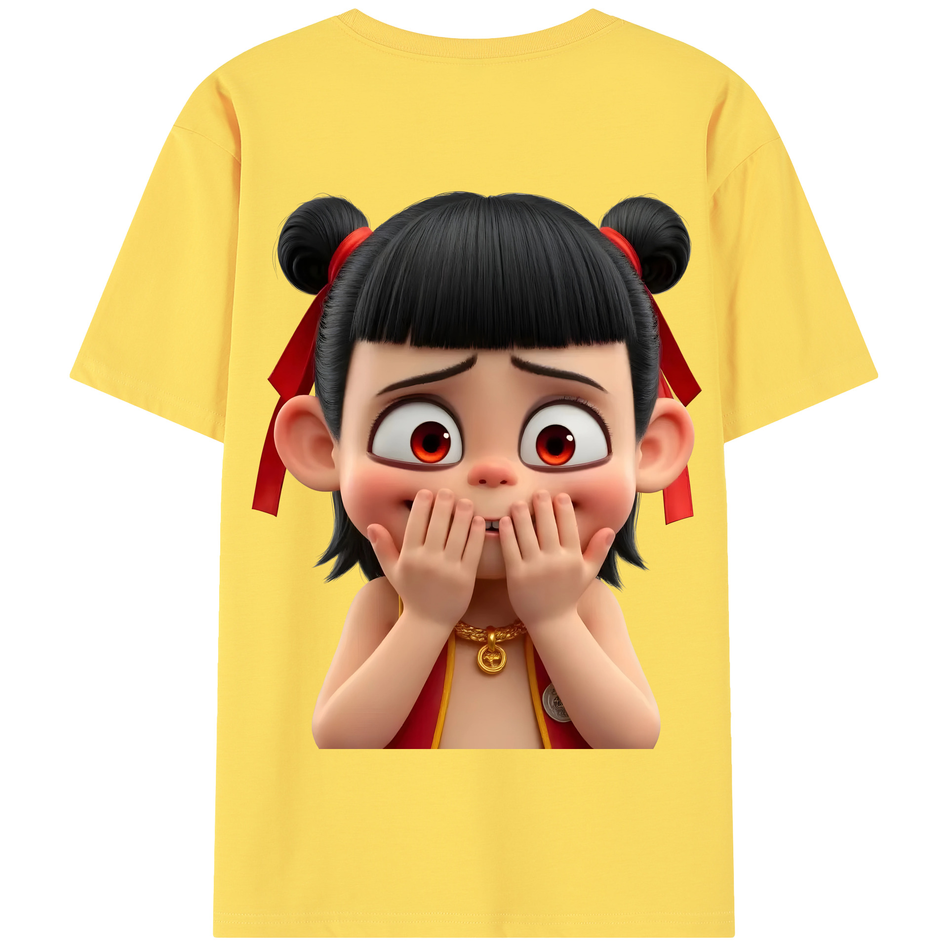 （画像用） Ne Zha 2 ナタ 魔童の大暴れ 綿100％半袖Tシャツ（背面プリント）