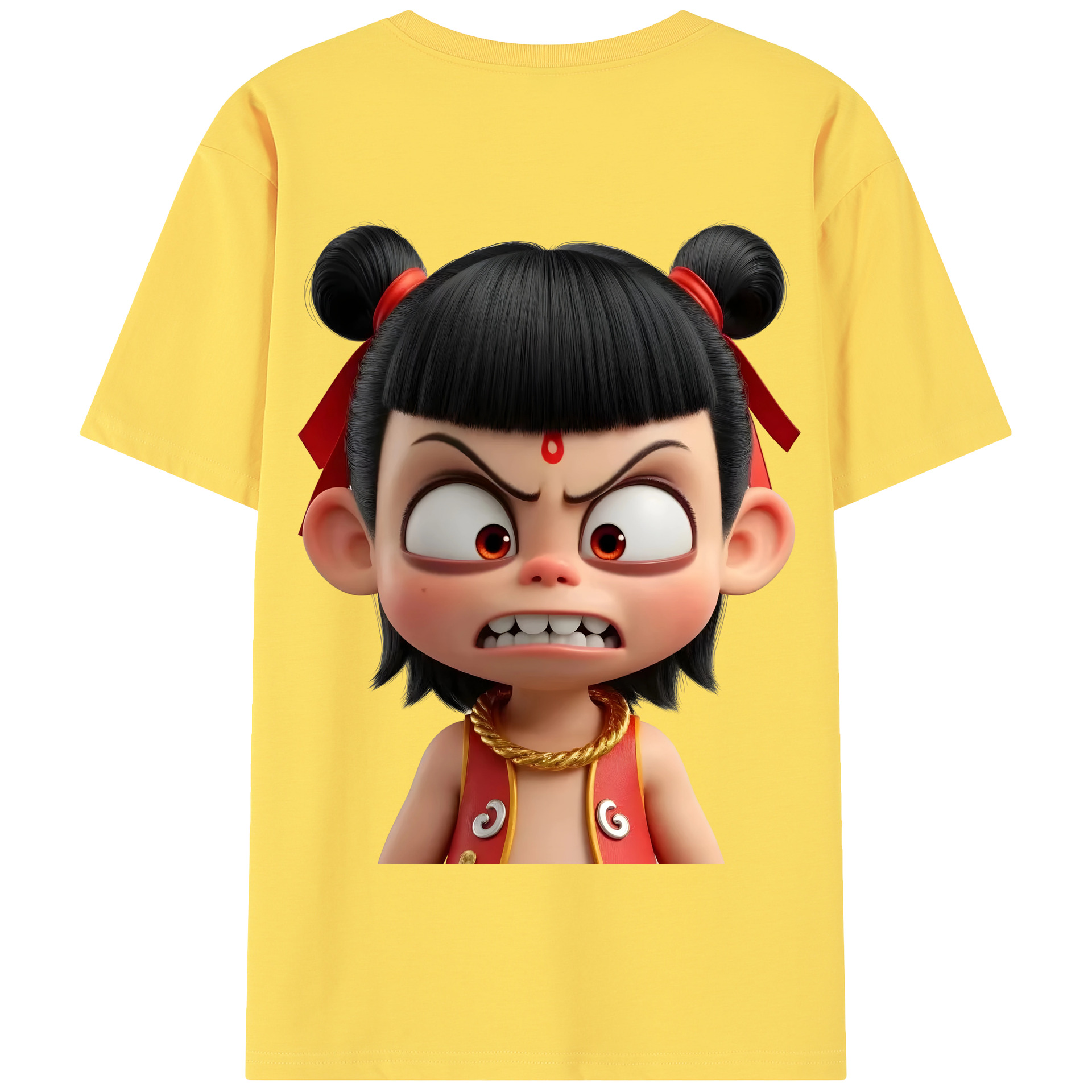 （画像用） Ne Zha 2 ナタ 魔童の大暴れ 綿100％半袖Tシャツ（背面プリント）