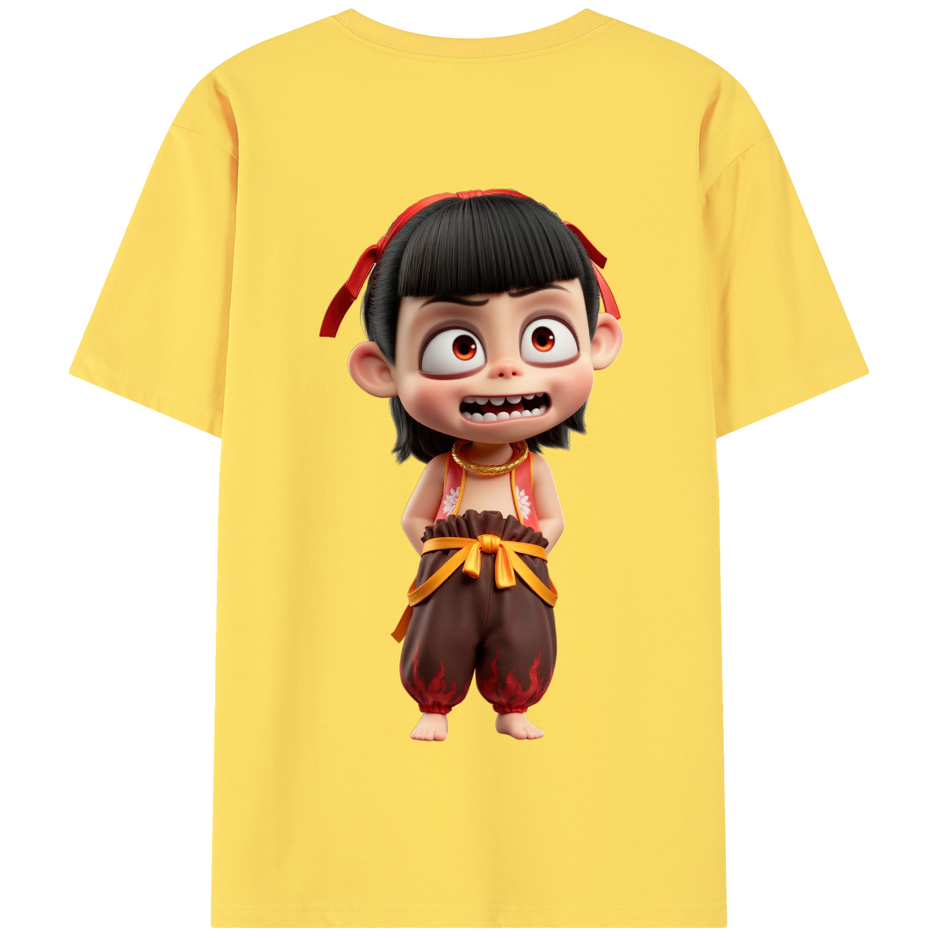 （画像用） Ne Zha 2 ナタ 魔童の大暴れ 綿100％半袖Tシャツ（背面プリント）