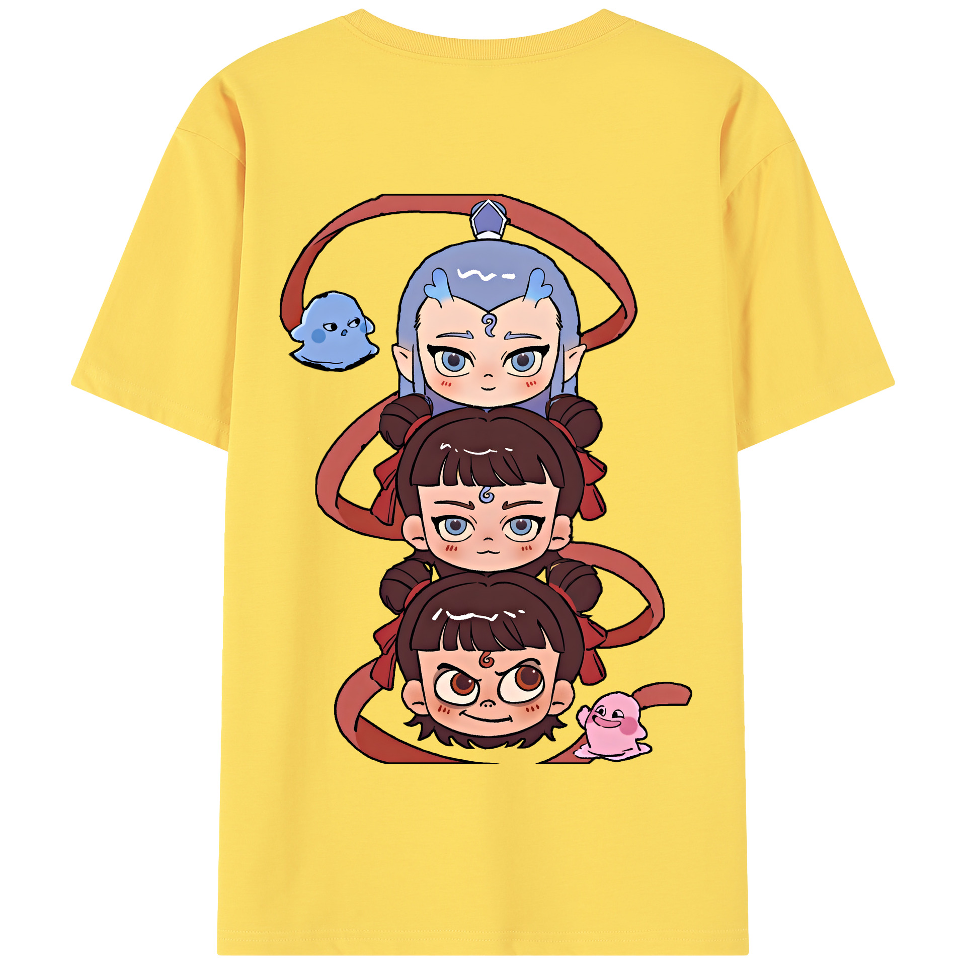 （画像用） Ne Zha 2 ナタ 魔童の大暴れ 綿100％半袖Tシャツ（背面プリント）
