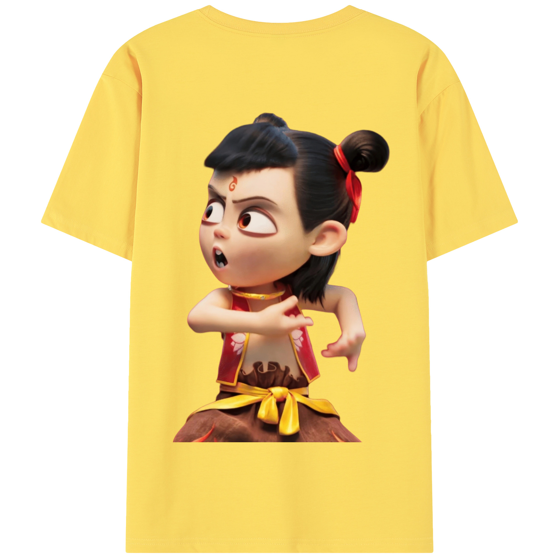 （画像用） Ne Zha 2 ナタ 魔童の大暴れ 綿100％半袖Tシャツ（背面プリント）