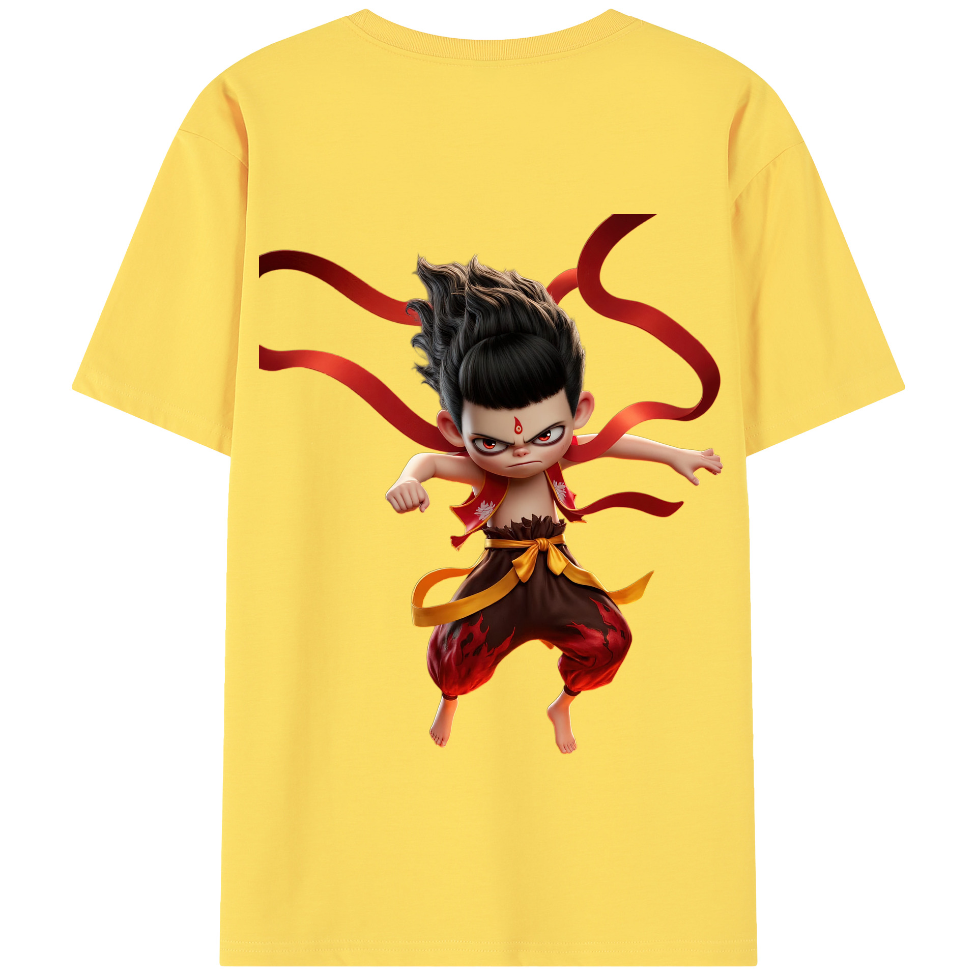 （画像用） Ne Zha 2 ナタ 魔童の大暴れ 綿100％半袖Tシャツ（背面プリント）