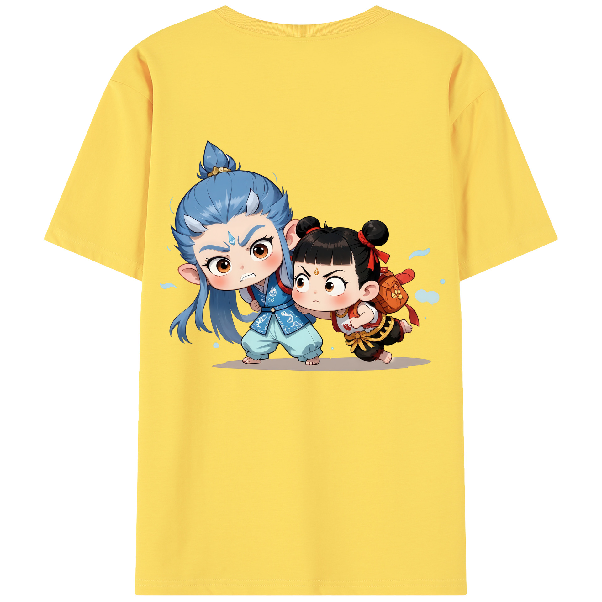 （画像用） Ne Zha 2 ナタ 魔童の大暴れ 綿100％半袖Tシャツ（背面プリント）