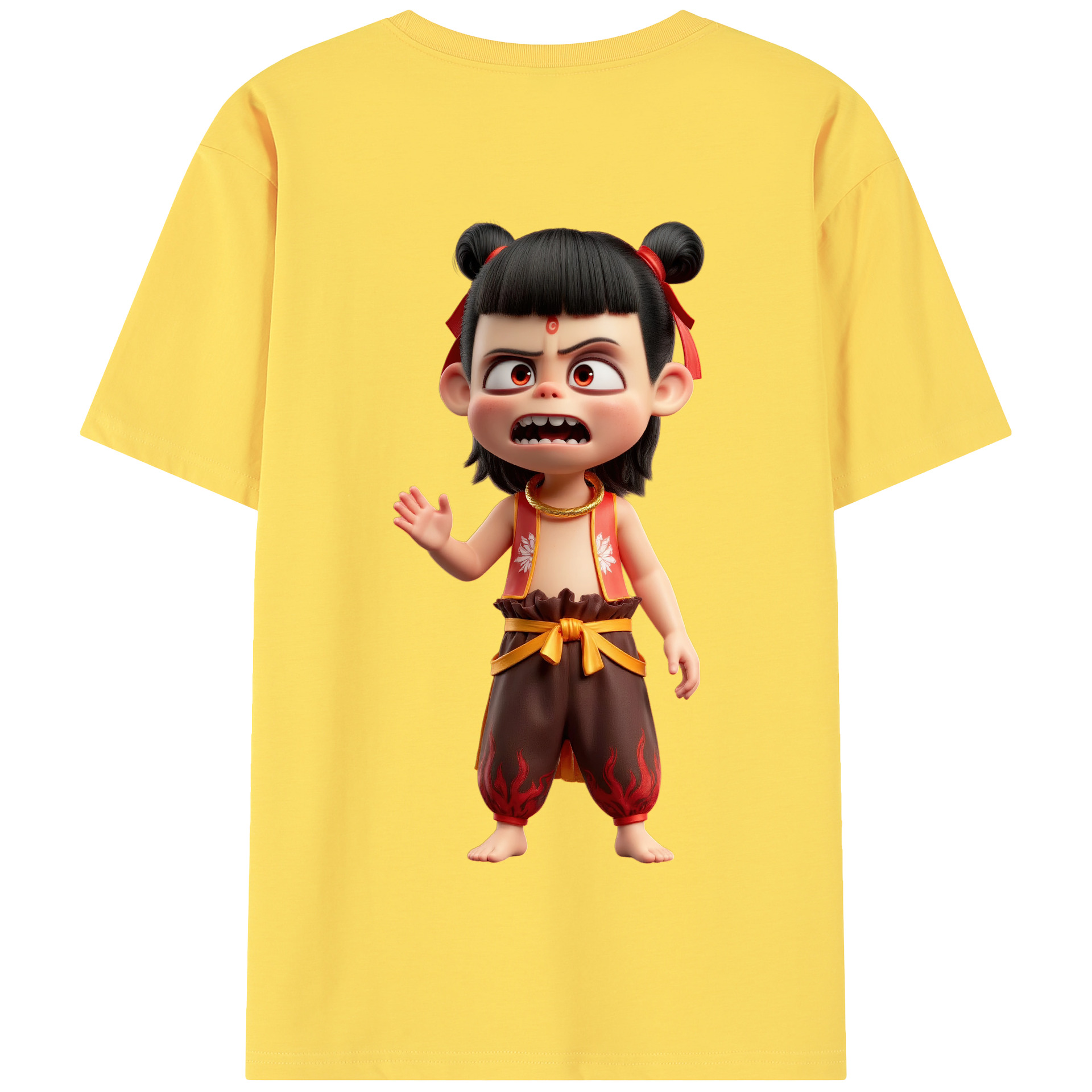 （画像用） Ne Zha 2 ナタ 魔童の大暴れ 綿100％半袖Tシャツ（背面プリント）