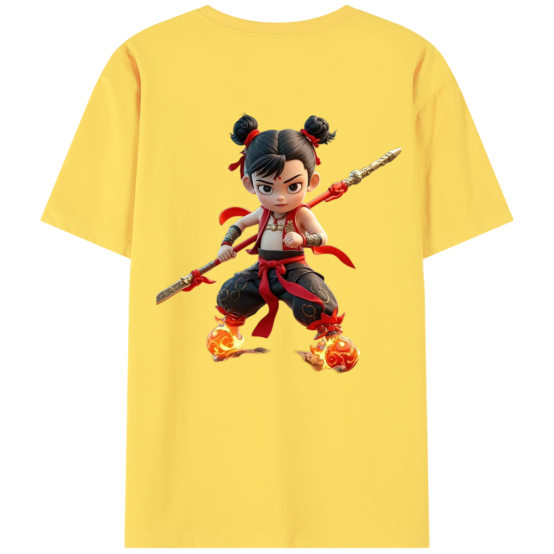 （画像用） Ne Zha 2 ナタ 魔童の大暴れ 綿100％半袖Tシャツ（背面プリント）