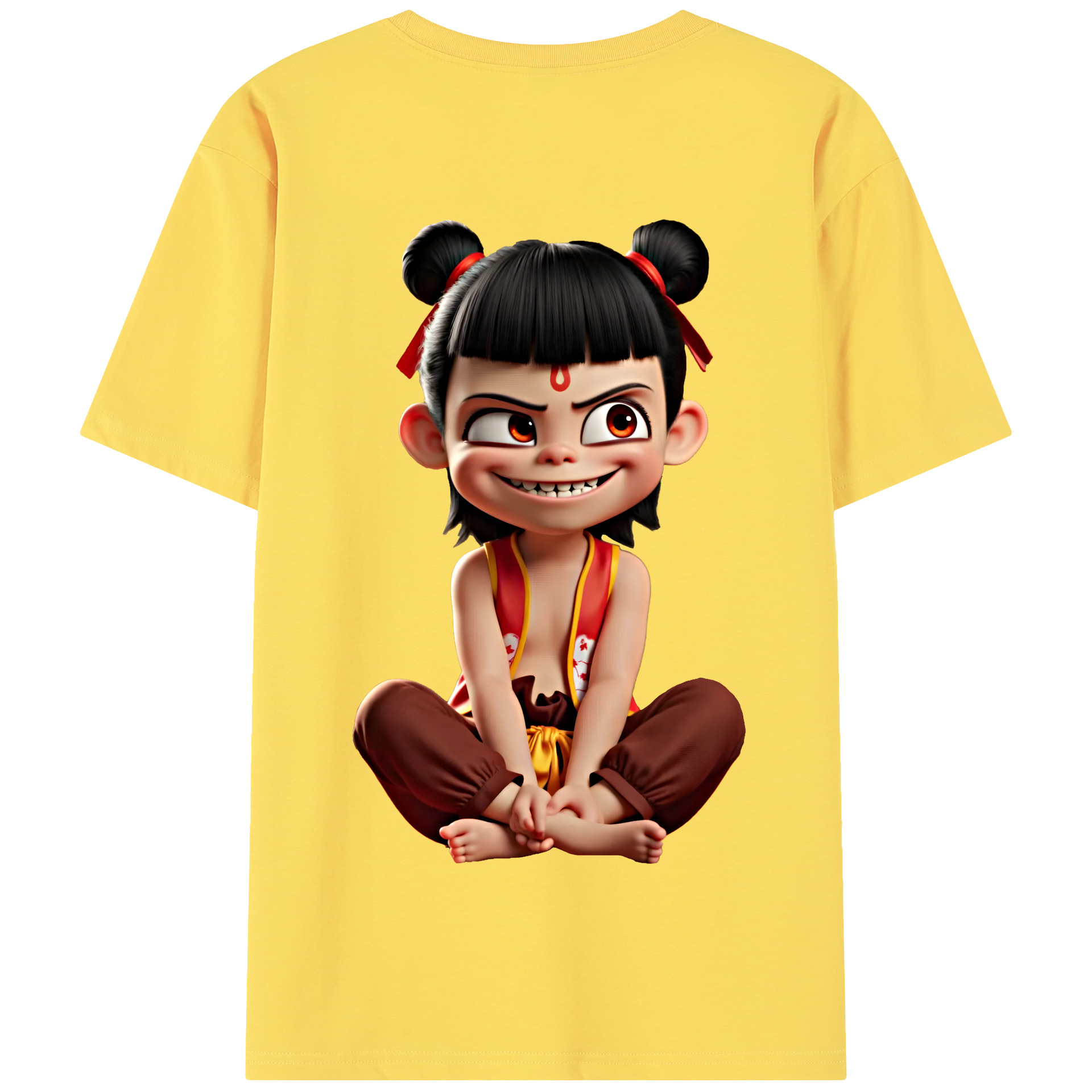 （画像用） Ne Zha 2 ナタ 魔童の大暴れ 綿100％半袖Tシャツ（背面プリント）
