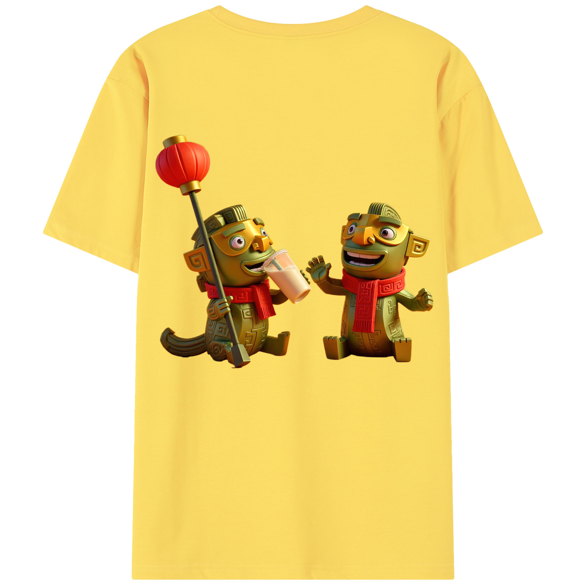 （画像用） Ne Zha 2 ナタ 魔童の大暴れ 綿100％半袖Tシャツ（背面プリント）