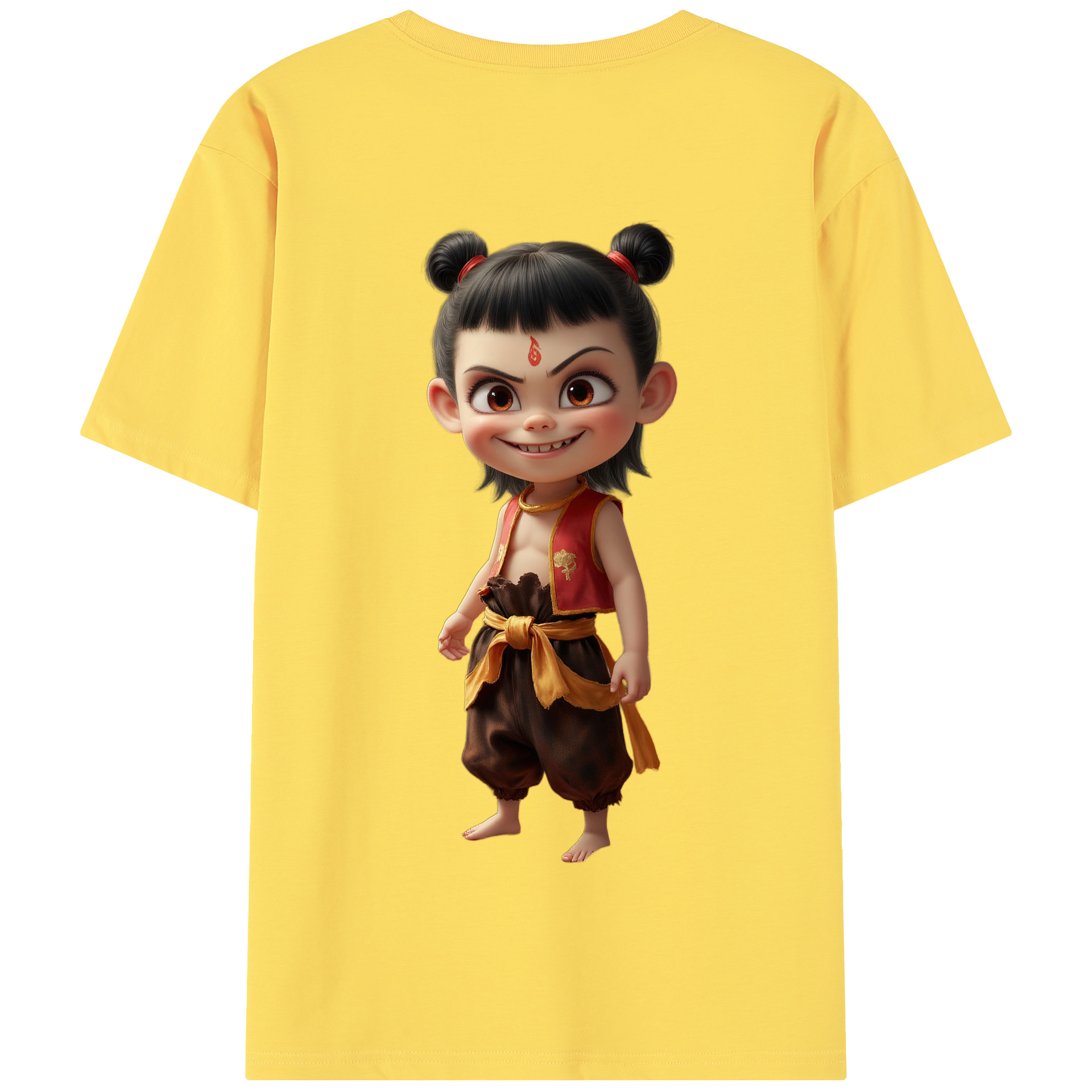 （画像用） Ne Zha 2 ナタ 魔童の大暴れ 綿100％半袖Tシャツ（背面プリント）