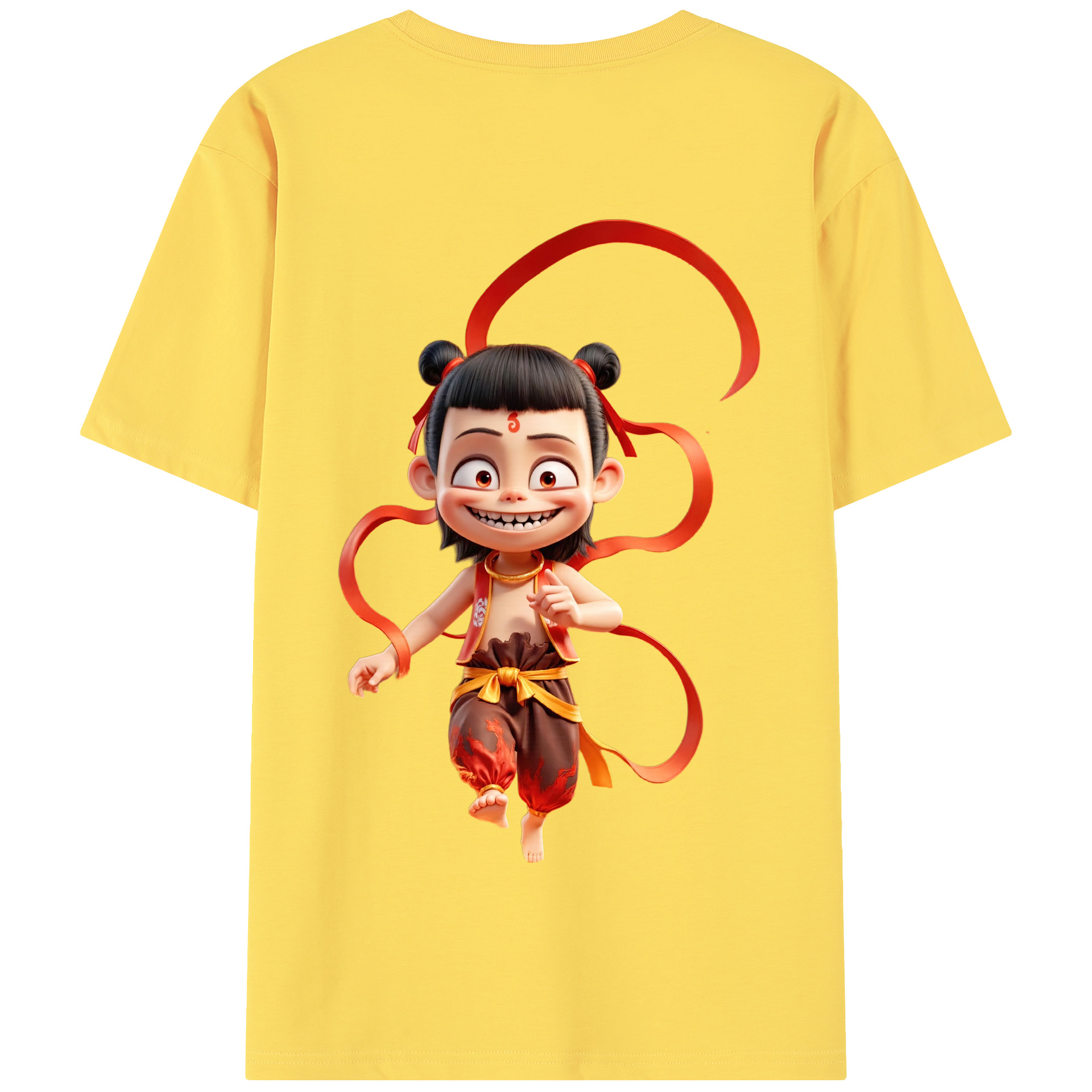 （画像用） Ne Zha 2 ナタ 魔童の大暴れ 綿100％半袖Tシャツ（背面プリント）