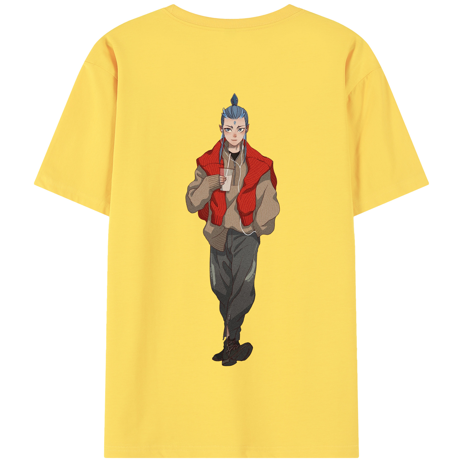 （画像用） Ne Zha 2 ナタ 魔童の大暴れ 綿100％半袖Tシャツ（背面プリント）