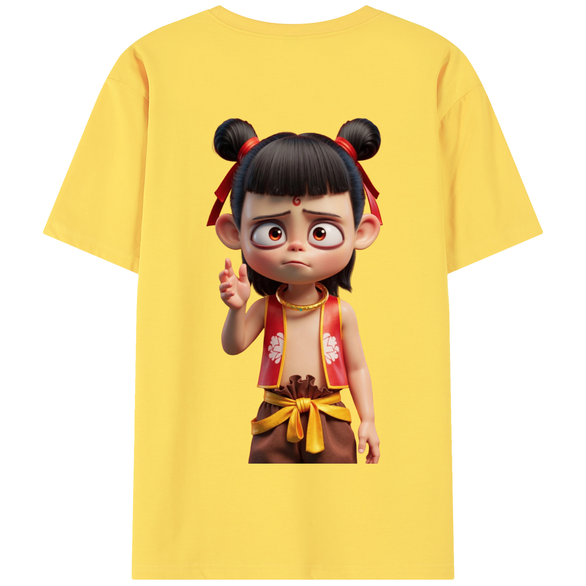 （画像用） Ne Zha 2 ナタ 魔童の大暴れ 綿100％半袖Tシャツ（背面プリント）
