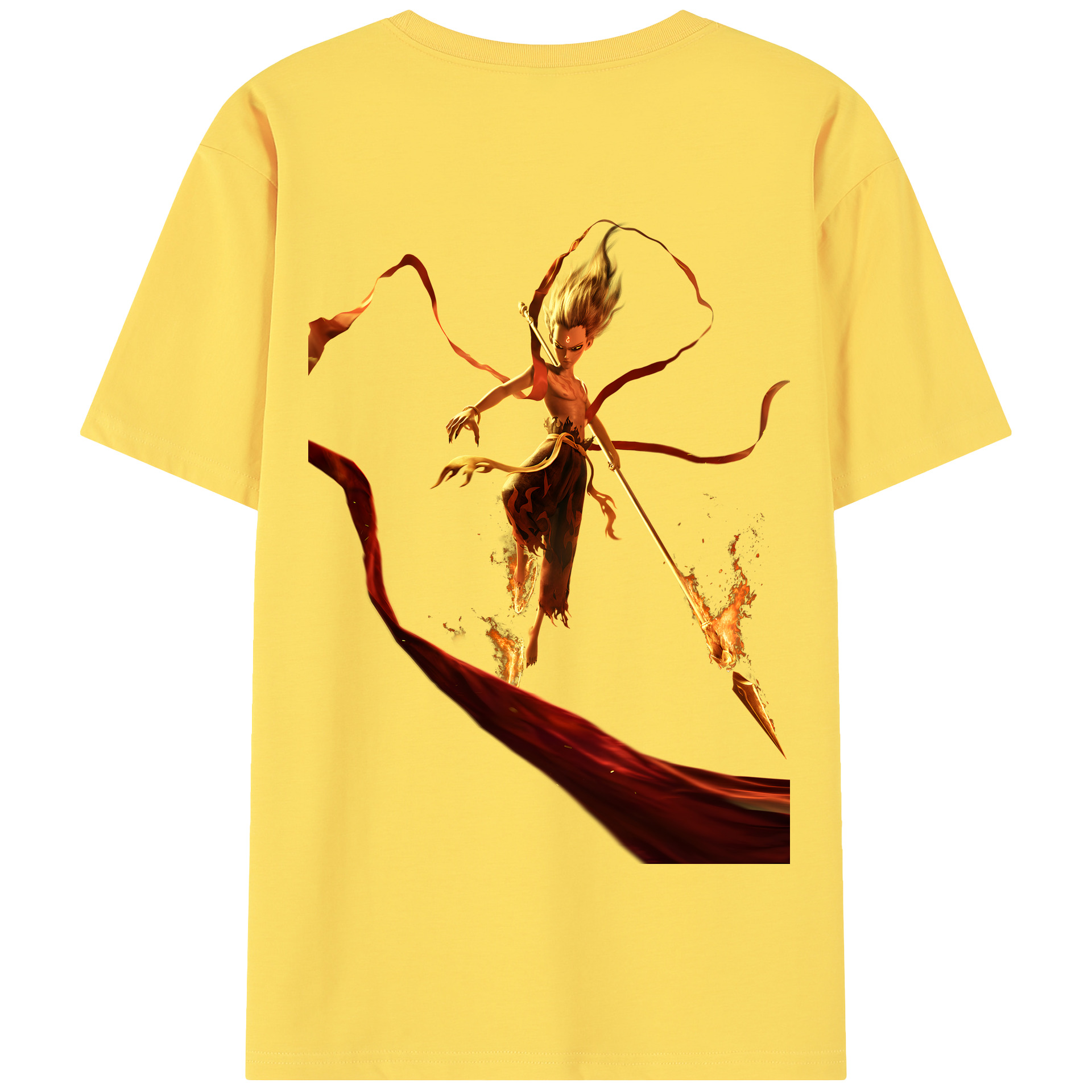 （画像用） Ne Zha 2 ナタ 魔童の大暴れ 綿100％半袖Tシャツ（背面プリント）