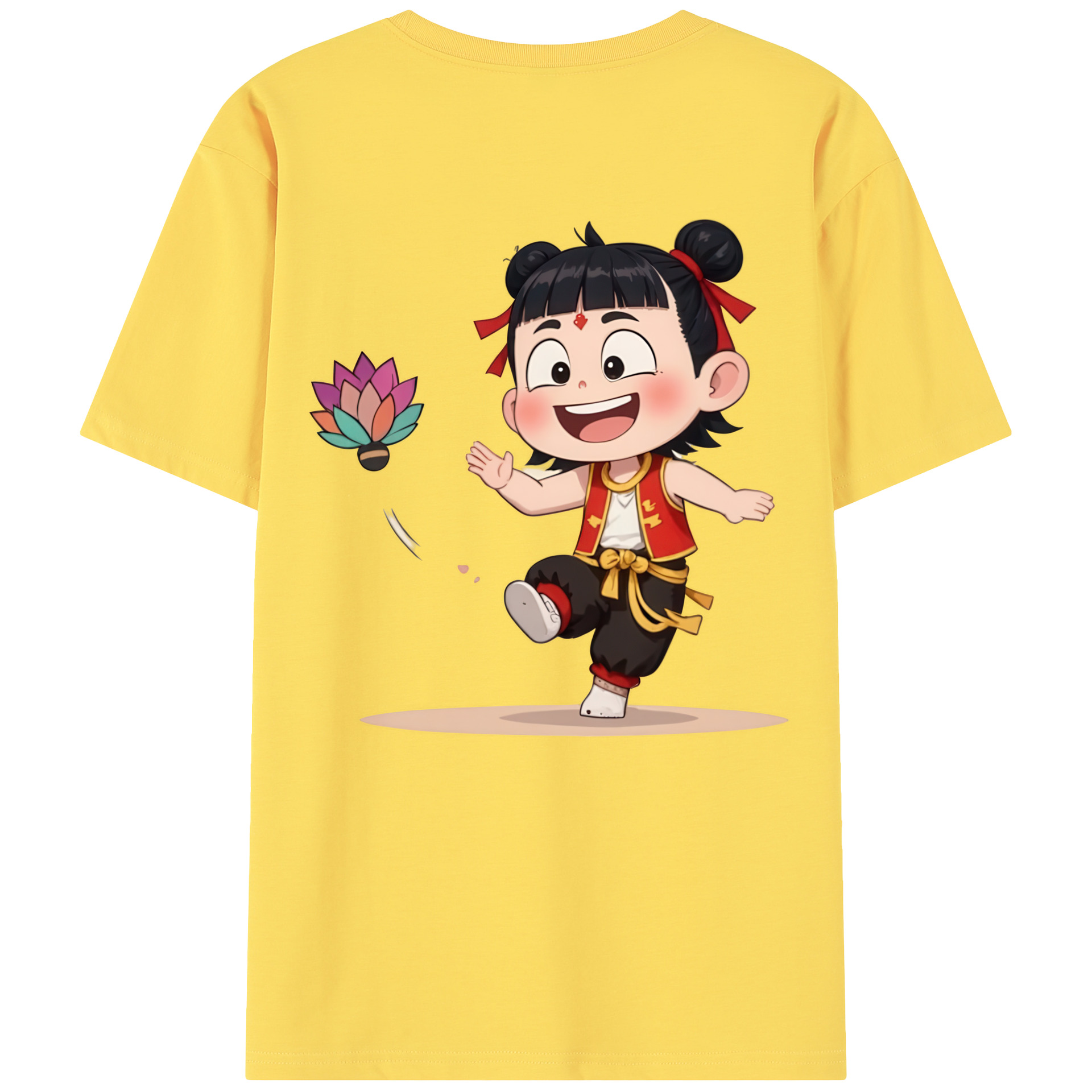 （画像用） Ne Zha 2 ナタ 魔童の大暴れ 綿100％半袖Tシャツ（背面プリント）
