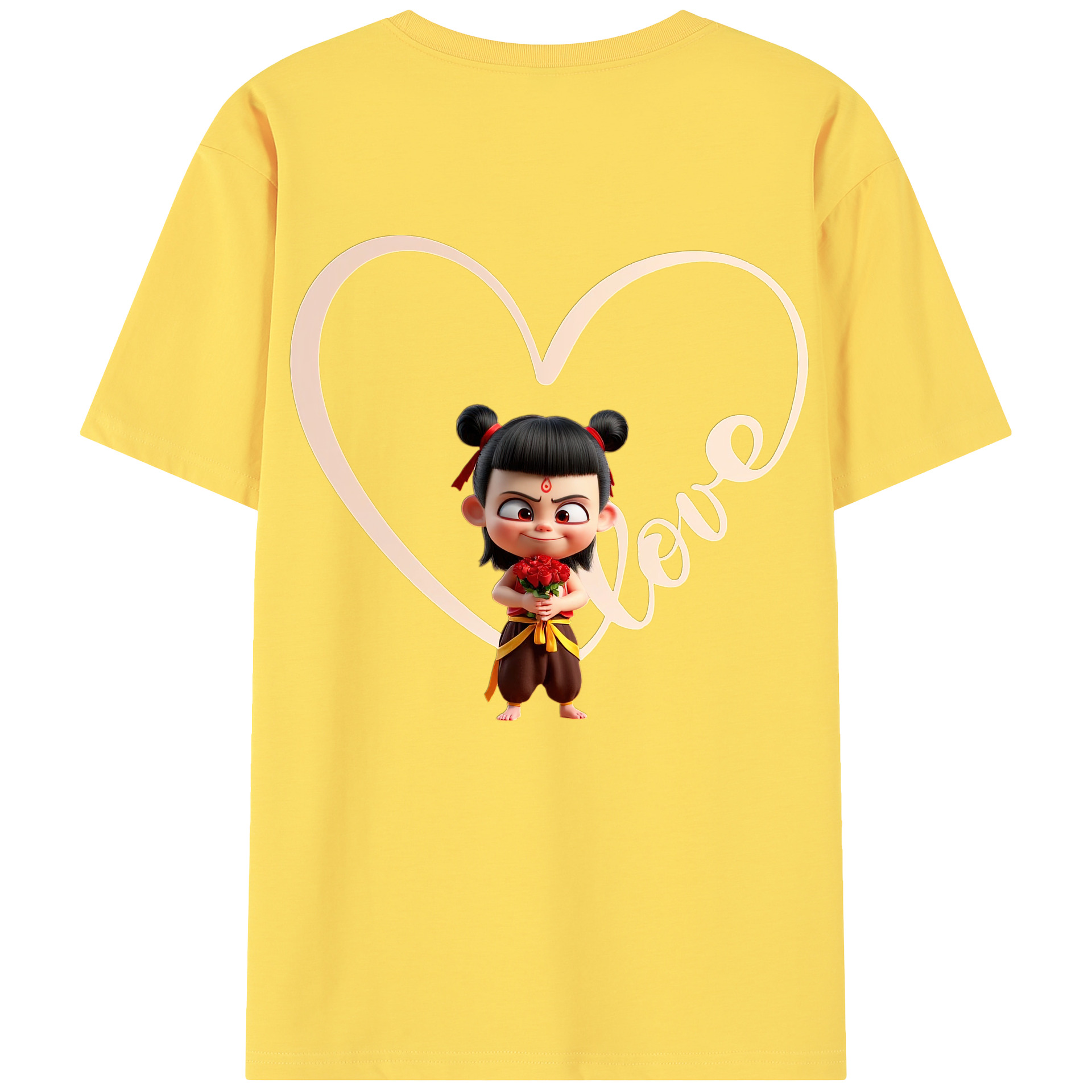 （画像用） Ne Zha 2 ナタ 魔童の大暴れ 綿100％半袖Tシャツ（背面プリント）