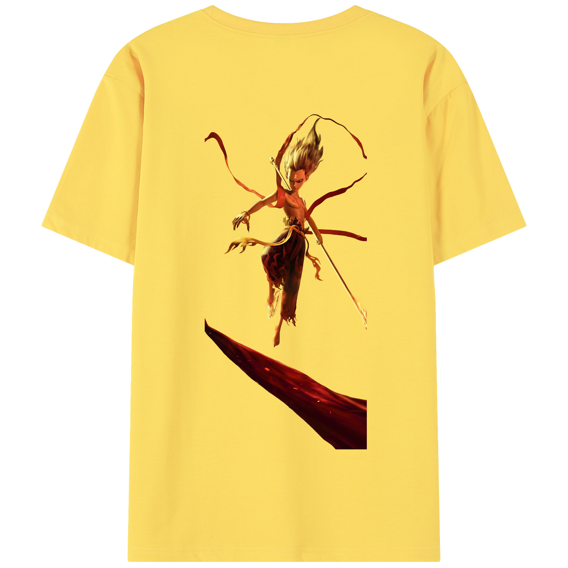 （画像用） Ne Zha 2 ナタ 魔童の大暴れ 綿100％半袖Tシャツ（背面プリント）